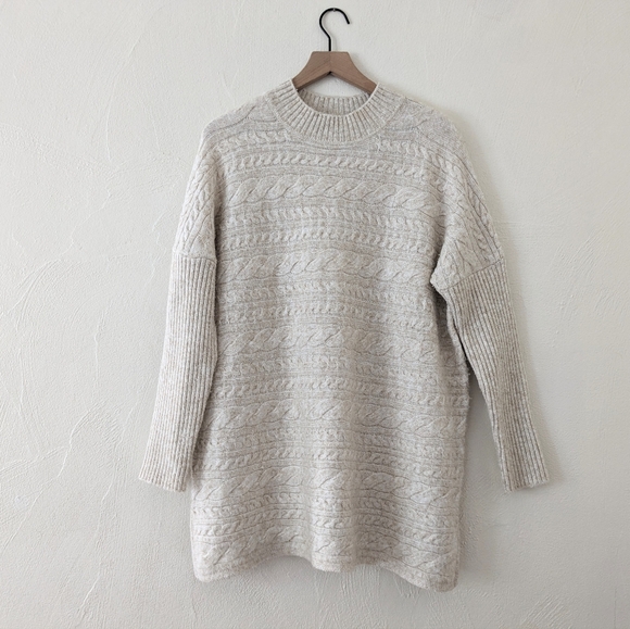 Soft Surroundings Ivory Oatmeal Alena Wool Blend Oversize Cozy Sweater Medium - Picture 2 of 8